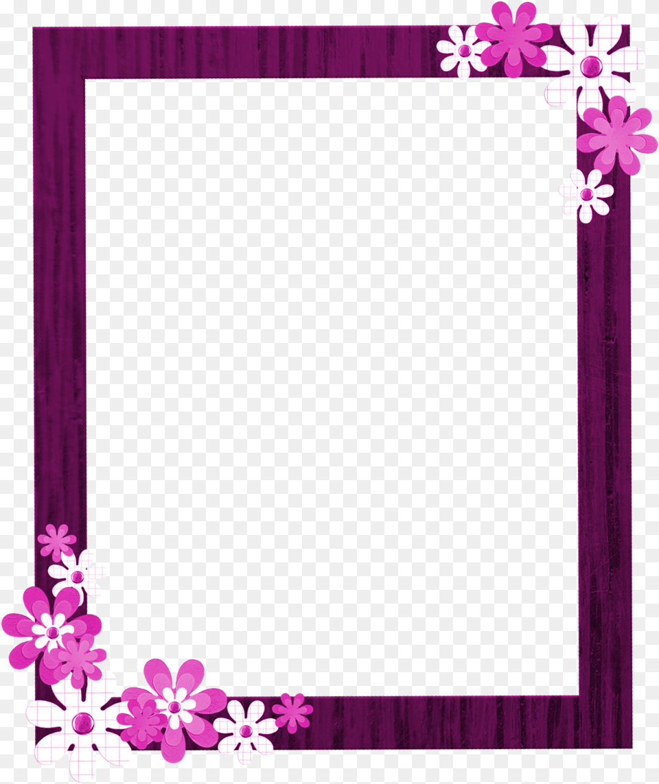 Pink Floral Border Picture Border Frame, Purple, Flower, Plant, Blackboard Free Png Download