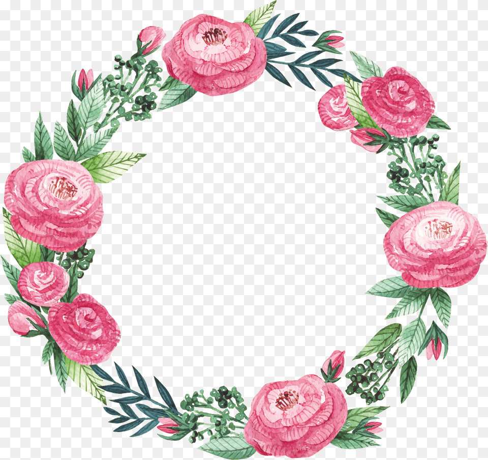 Pink Floral Frame Frame Of Flowers, Flower, Pattern, Plant, Rose Free Png Download