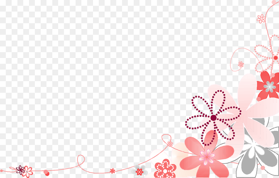 Pink Flower Background Pink And Gray Floral Border, Art, Floral Design, Graphics, Pattern Png Image