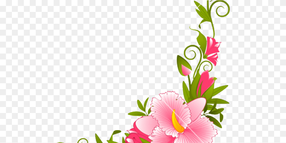 Pink Flower Clipart Divider Flowers Border Design, Art, Floral Design, Graphics, Pattern Png Image