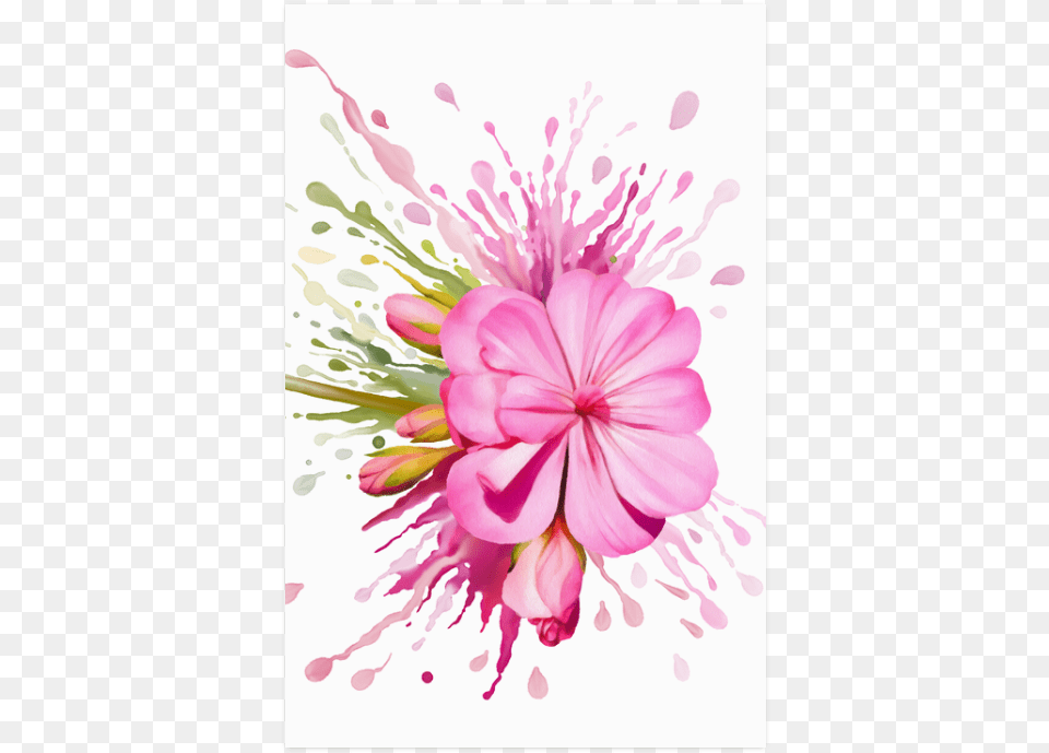 Pink Flower Color Splash Watercolor Poster 22 X34 Flower Splash Color, Plant, Art, Floral Design, Petal Png Image