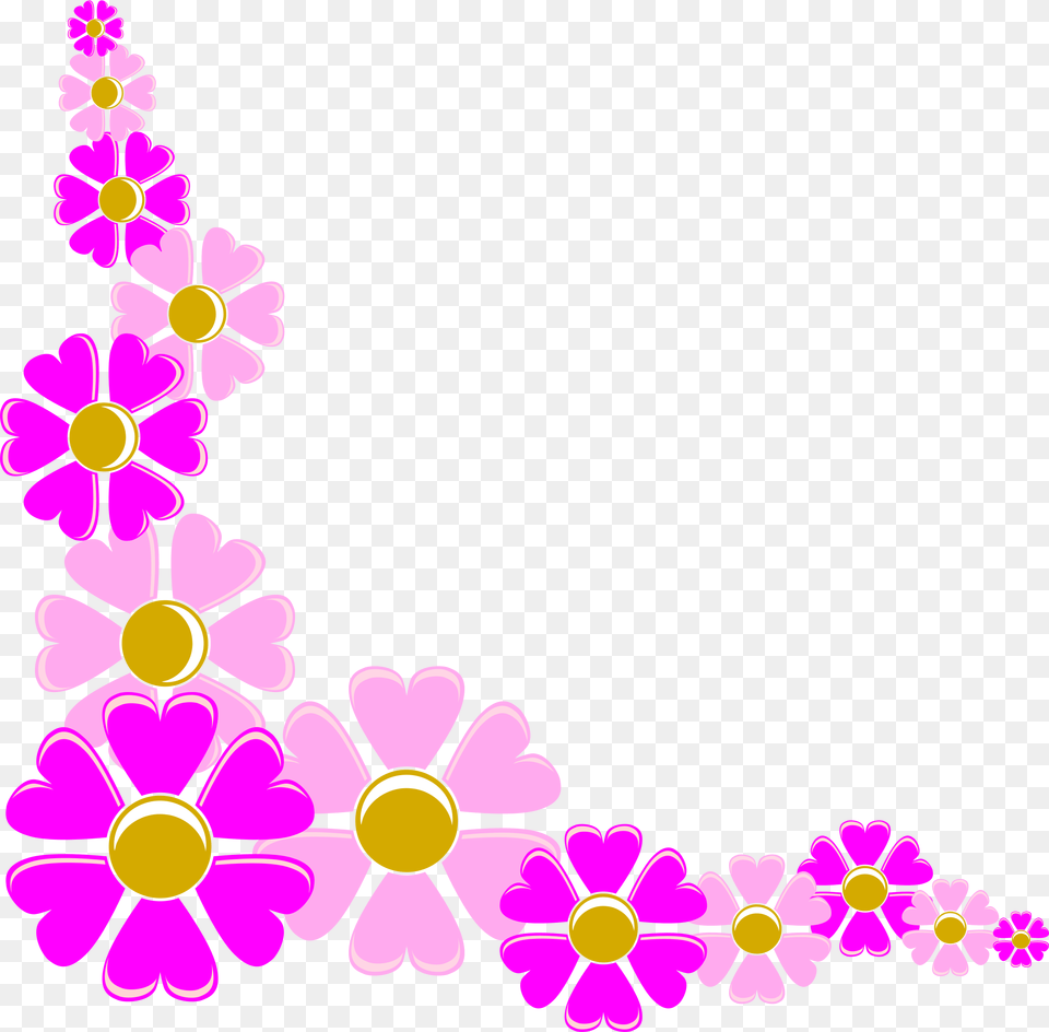 Pink Flower Corner Icons, Art, Daisy, Floral Design, Graphics Png Image