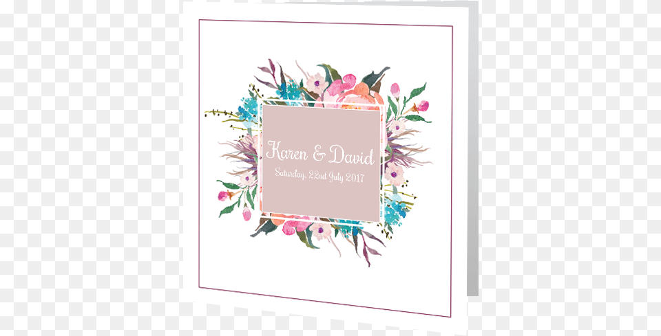 Pink Flower Frame 3d Foral Trkis Rosa Aquarell Blumenstrau Karte, Envelope, Greeting Card, Mail, Art Free Transparent Png