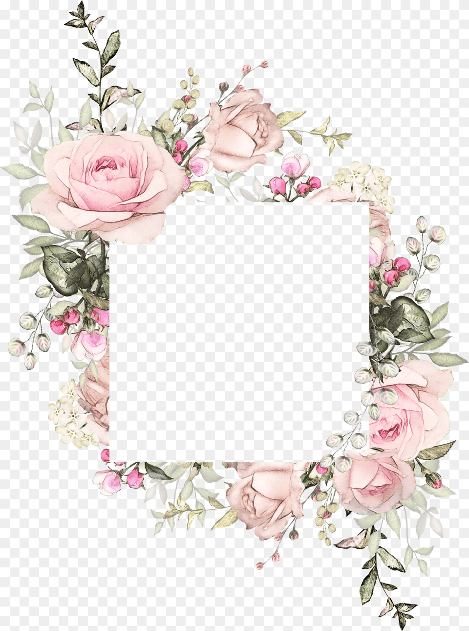 Pink Flower Frame Illustration Wedding Invitation Watercolor, Rose, Plant, Pattern, Graphics Png