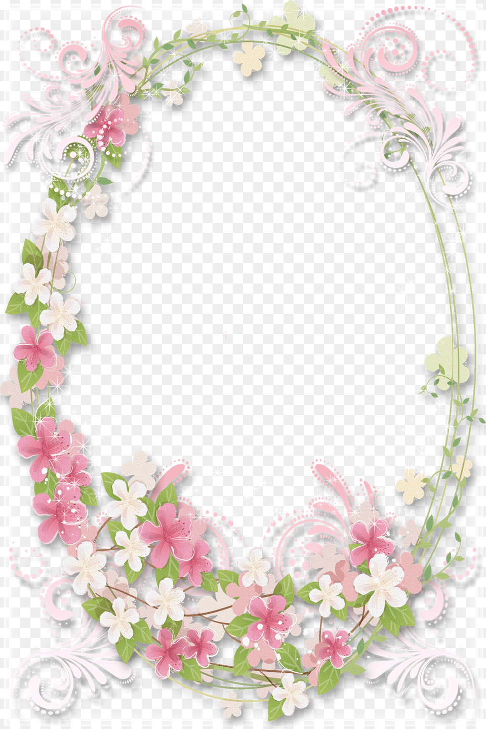 Pink Flower Oval Frame, Art, Floral Design, Graphics, Pattern Png Image
