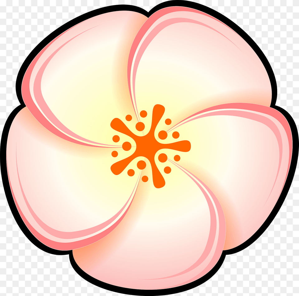 Pink Flower With Black Outline Clipart, Petal, Plant, Dahlia, Hibiscus Png