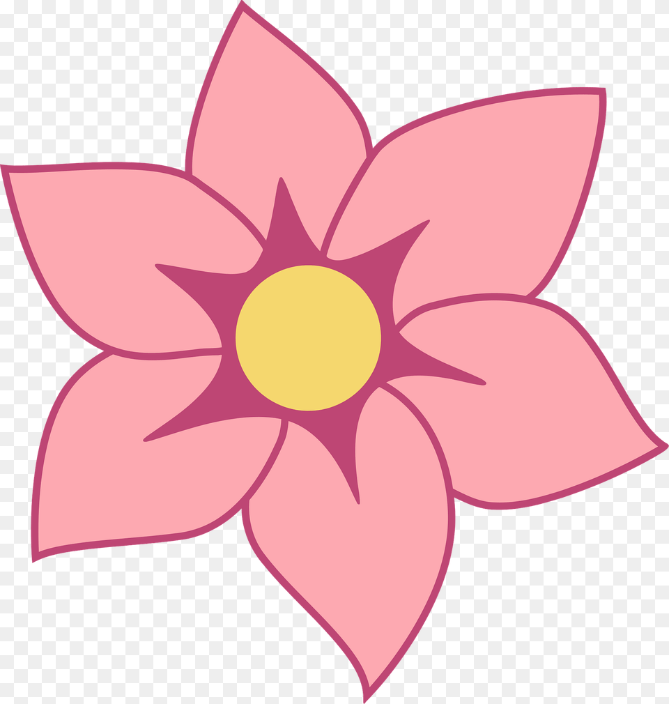 Pink Flower With Yellow Center Clipart, Plant, Petal, Dahlia, Floral Design Png Image