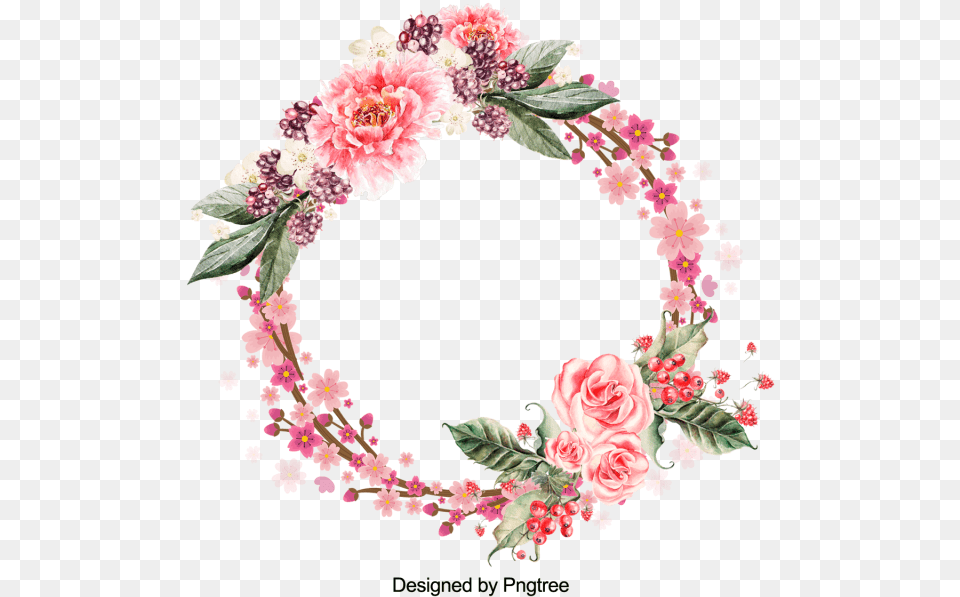 Pink Flower Wreath, Plant, Rose, Art, Floral Design Png