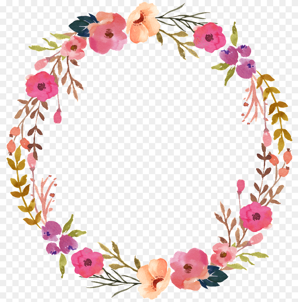 Pink Flower Wreath Background Flower Circle, Plant, Rose, Accessories Png Image