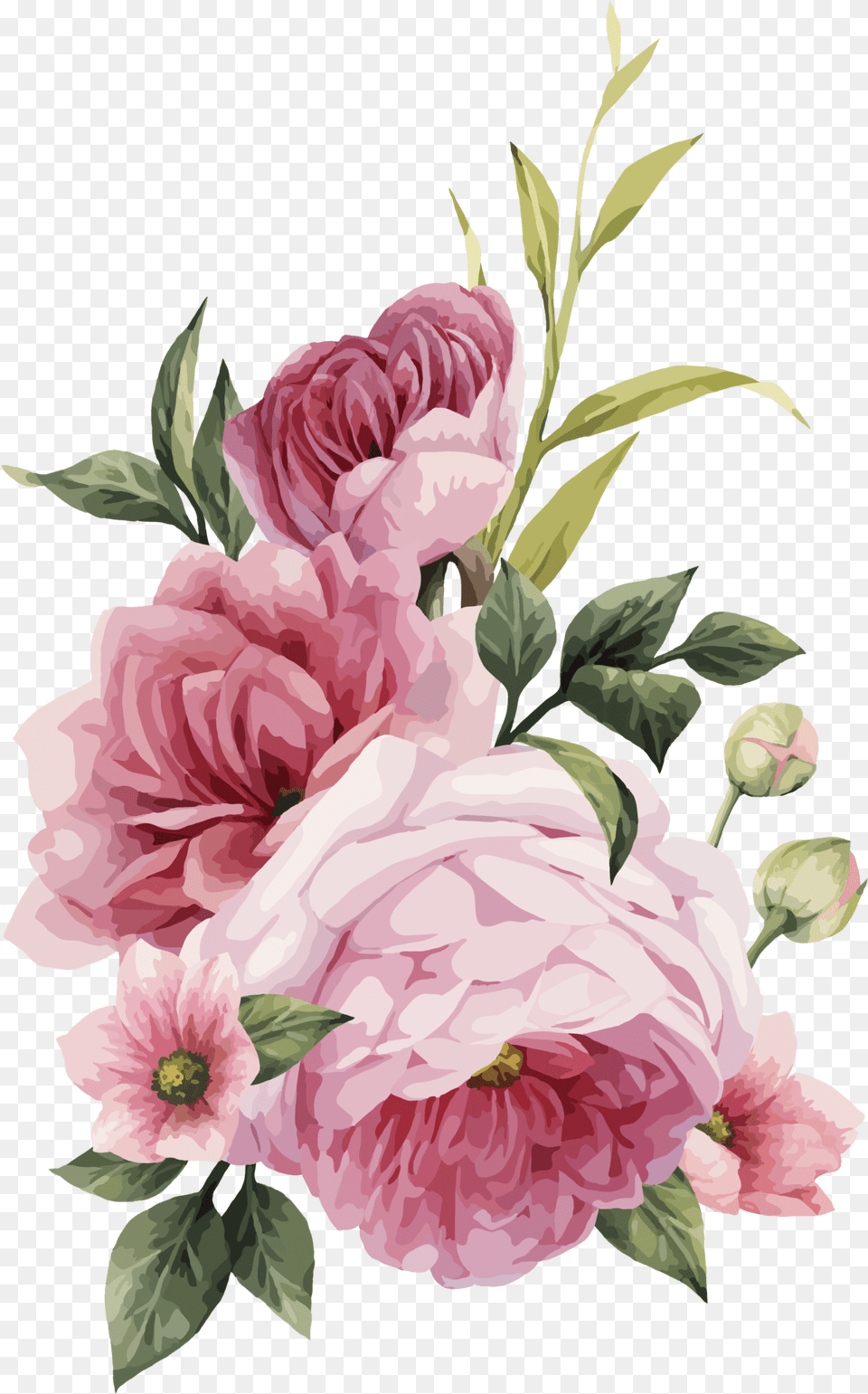 Pink Flowers, Flower, Plant, Art, Rose Free Transparent Png