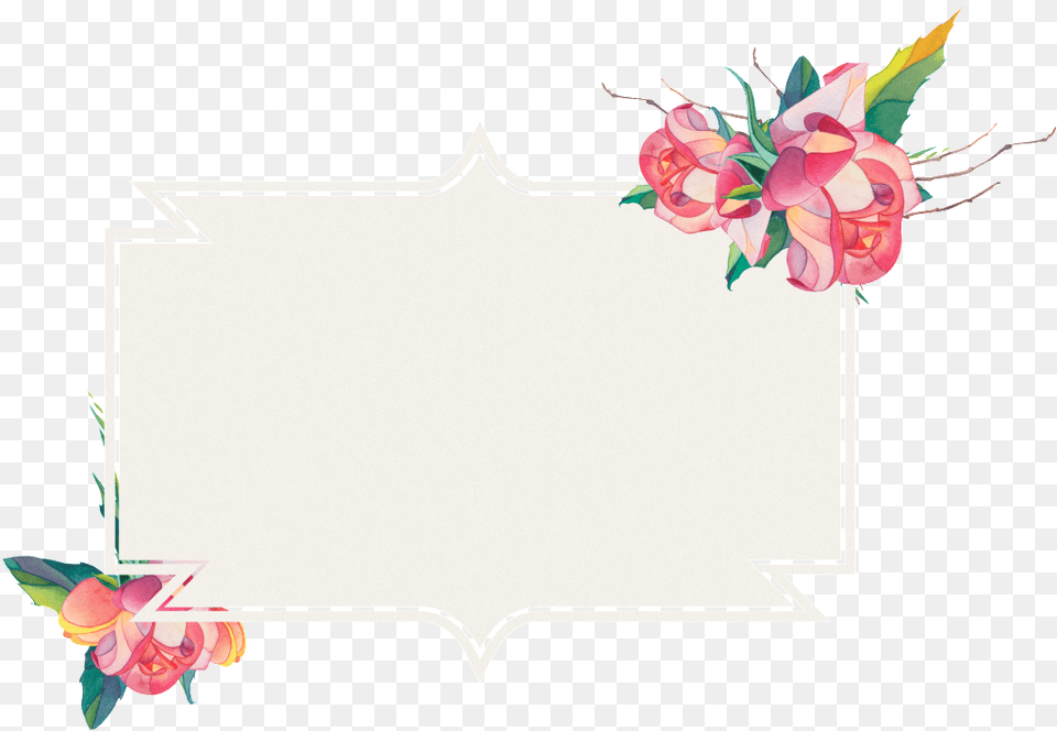 Pink Flowers Border Watercolor Hand Painted Transparent Portable Network Graphics, Flower, Plant, Rose, Art Free Png Download