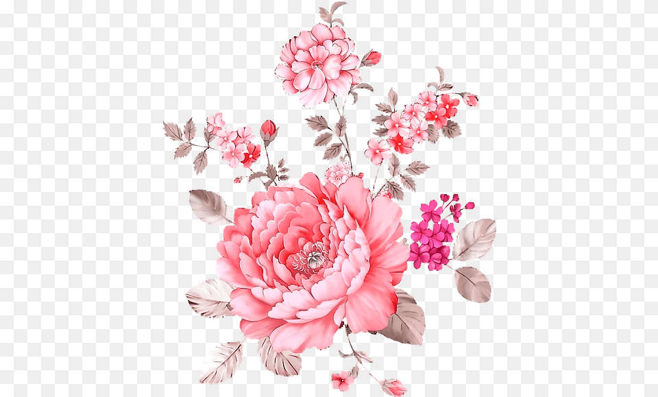 Pink Flowers Pink Flower Overlays, Plant, Art, Dahlia, Floral Design Free Png