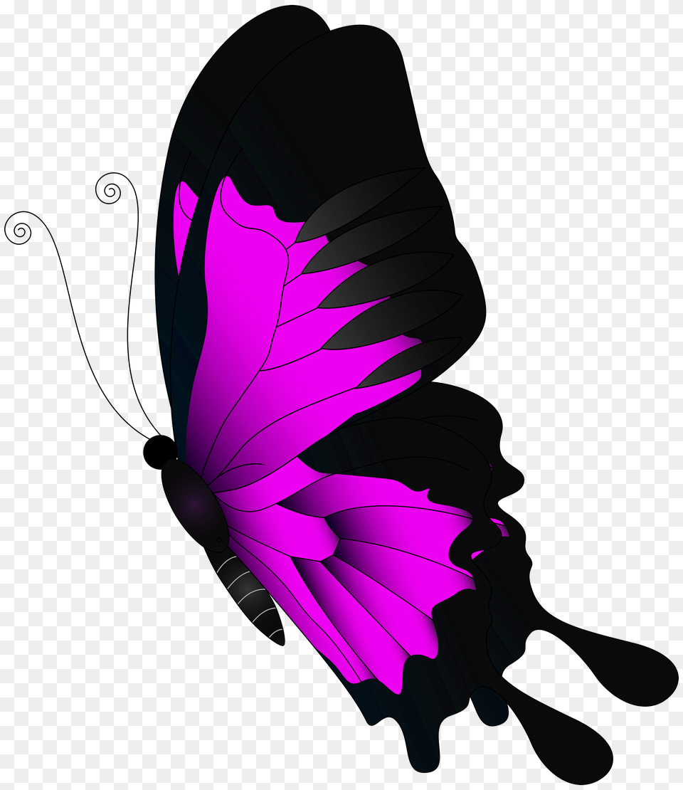 Pink Flying Butterfly Clip, Art, Graphics, Purple, Leaf Free Transparent Png