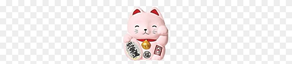 Pink Fortune Cat, Plush, Toy Png Image