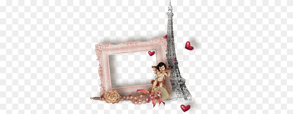 Pink Frame Paris Marco Con La Torre Eiffel, Art, Collage, Baby, Person Free Transparent Png