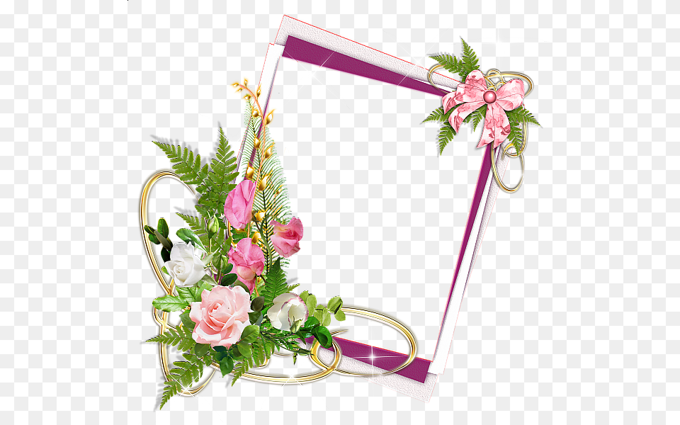 Pink Frame With Roses And Ribbon Frames Frame, Art, Floral Design, Flower, Flower Arrangement Free Png