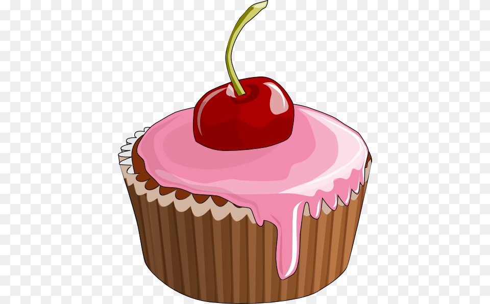Pink Frosted Cupcake Clip Art, Cake, Cream, Dessert, Produce Png Image