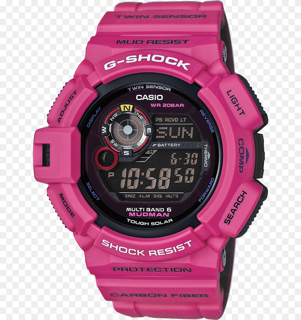Pink G Shock Mens, Wristwatch, Electronics, Digital Watch, Person Png
