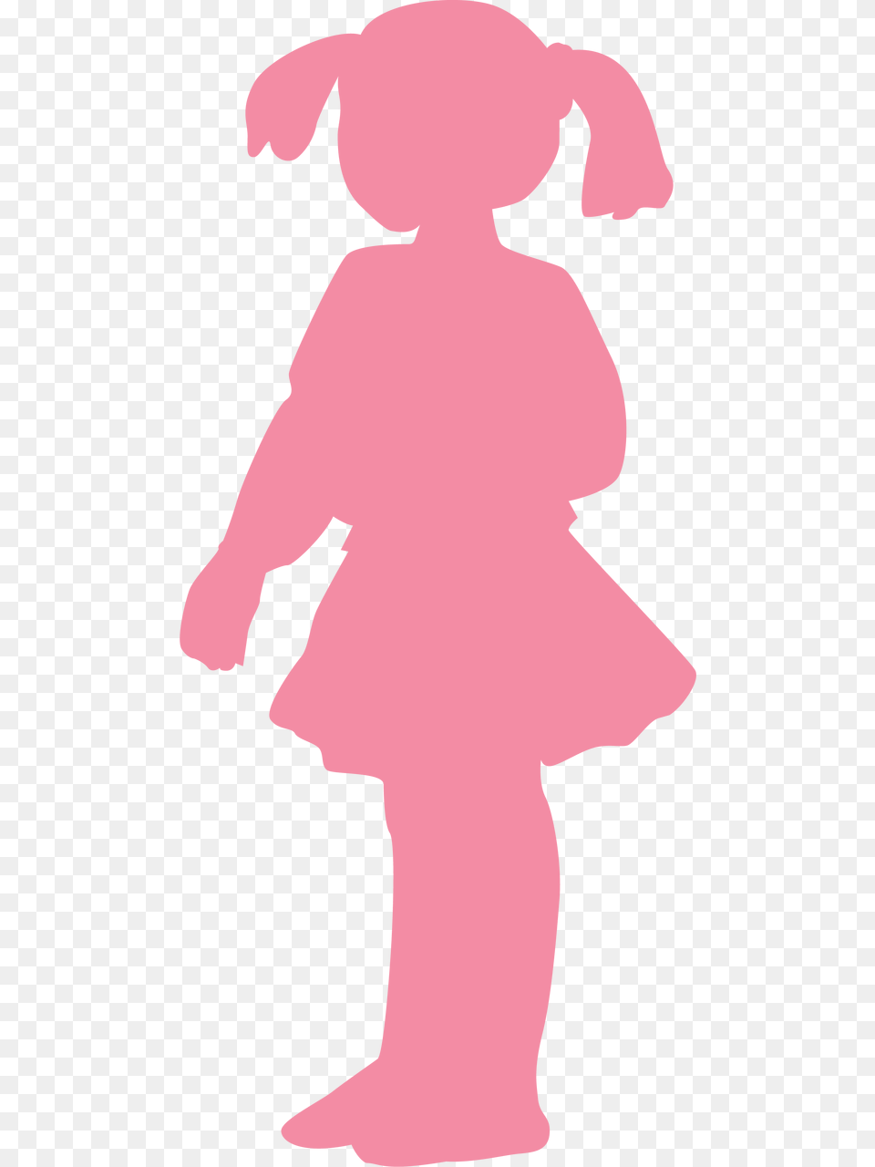 Pink Girl Silhouette Little Girl With Pigtails Silhouette, Baby, Person Png