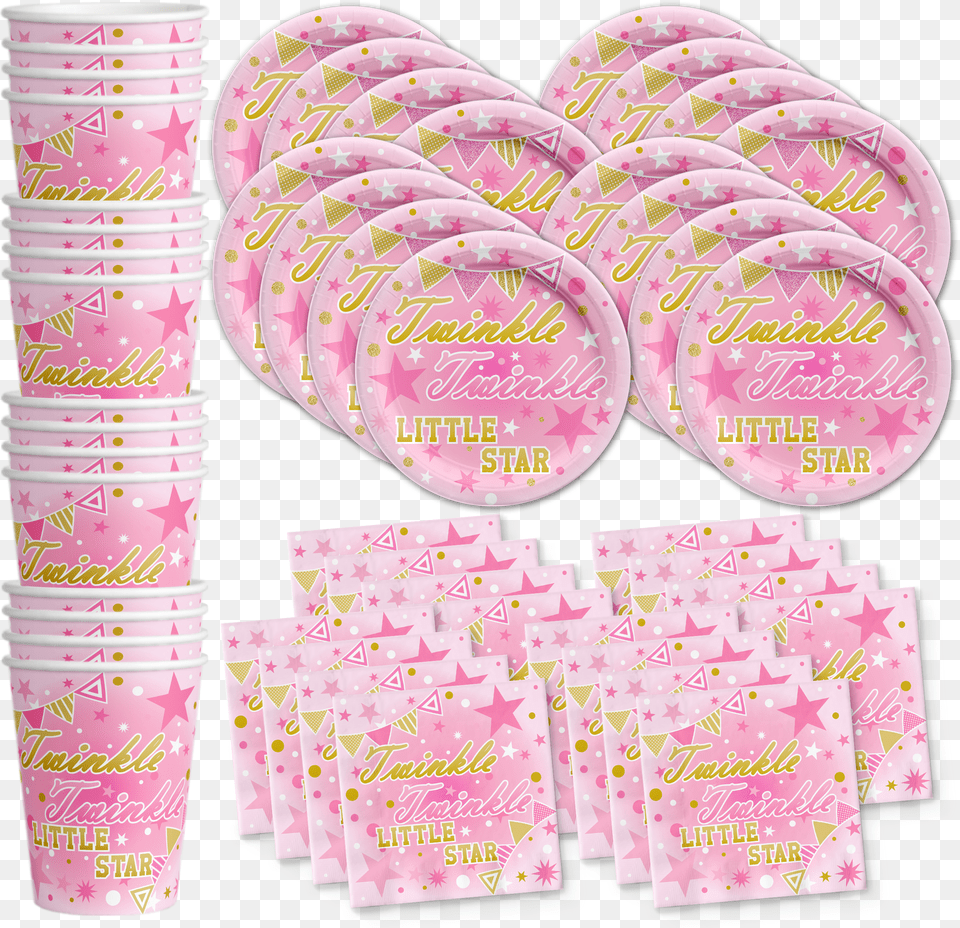 Pink Girl Twinkle Little Star Birthday Party Tableware, Cream, Dessert, Food, Icing Free Transparent Png