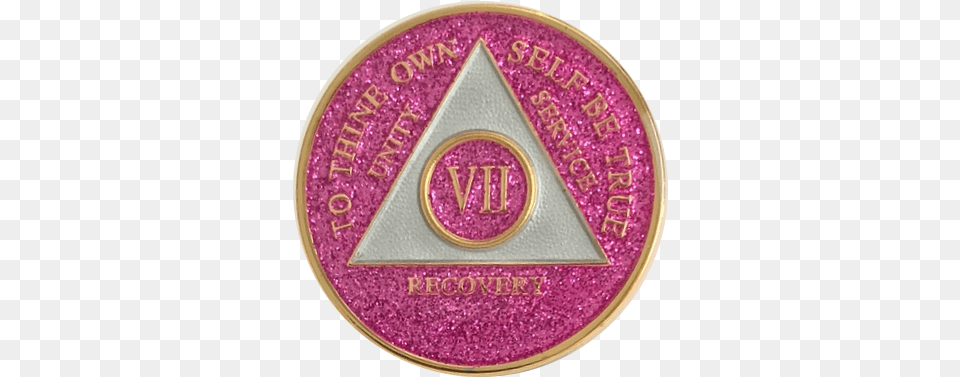 Pink Glitter Triplate Aa Medallions Recovery Alcoholics Anonymous, Badge, Logo, Symbol, Disk Png Image