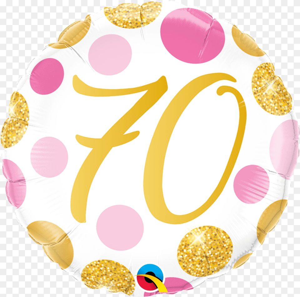 Pink Gold Dots Foil Balloon 70th In Gold Clipart, Birthday Cake, Cake, Cream, Dessert Free Transparent Png