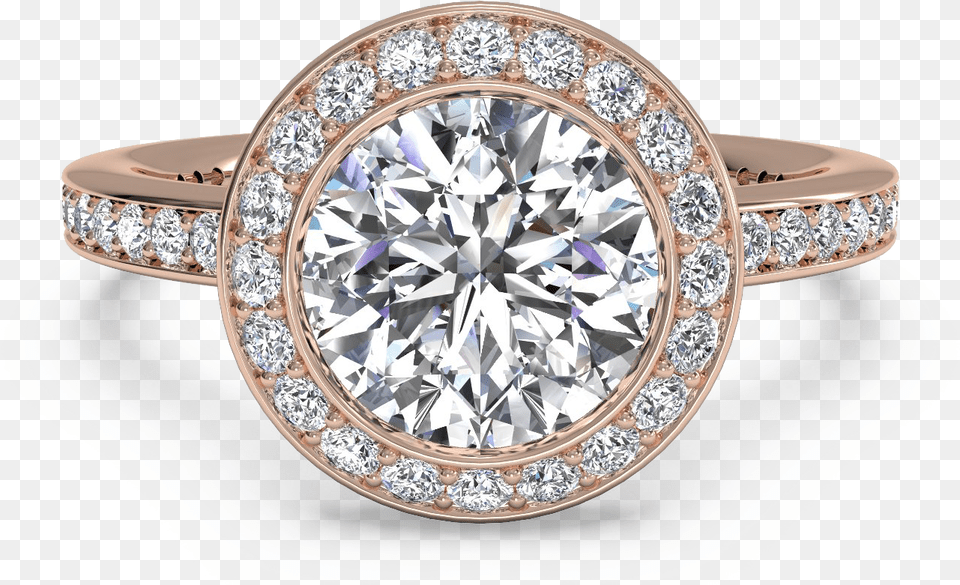 Pink Gold Halo Engagement Rings, Accessories, Diamond, Gemstone, Jewelry Png Image