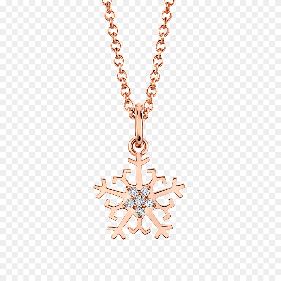Pink Gold Snowflake Diamond Pendant Beawelry, Accessories, Jewelry, Necklace, Gemstone Png Image