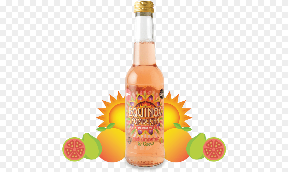 Pink Grapefruit Amp Guava Equinox Kombucha Grapefruit, Bottle, Beverage, Pop Bottle, Soda Png