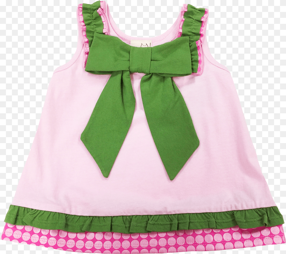 Pink Green Bow Tank One Piece Garment, Blouse, Clothing, Dress, Accessories Png Image