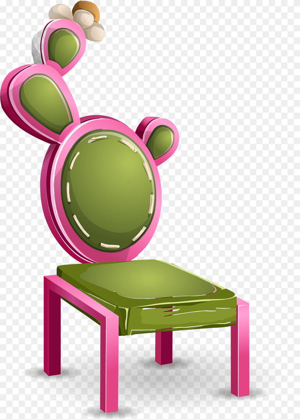 Pink Green Cactus Fantasy Chair Clipart, Furniture, Tape Free Png