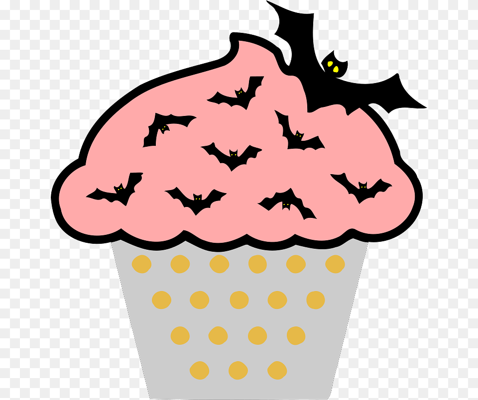 Pink Halloween Cupcake, Ice Cream, Cream, Food, Dessert Free Png