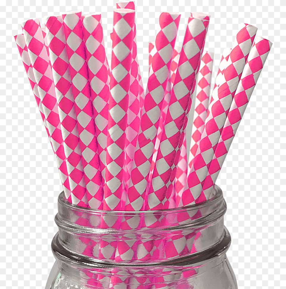 Pink Harlequin Diamond 25pc Paper Straws Scarvesnthangs Hot Pinkwhite Harlequin Set Of, Jar, Accessories, Formal Wear, Tie Free Png