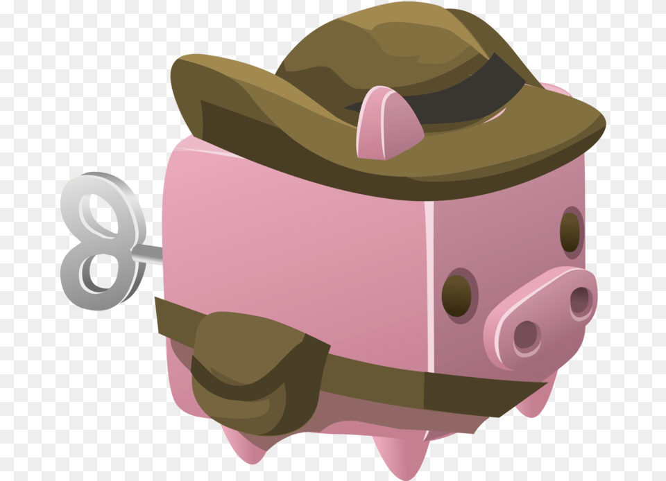 Pink Head Pig Like Mammal Clipart Toy, Clothing, Hat, Piggy Bank Free Png Download