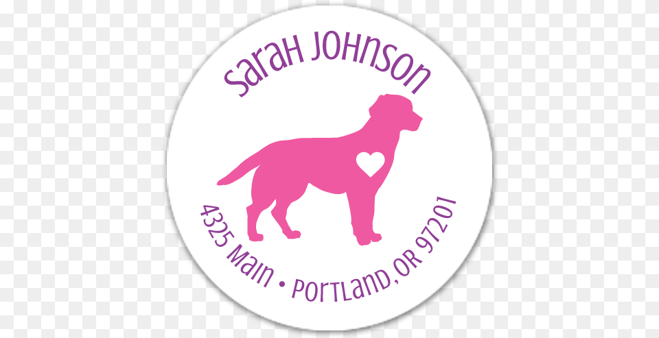 Pink Heart Address Labels Circle Caution Signs, Logo, Animal, Canine, Dog Free Png