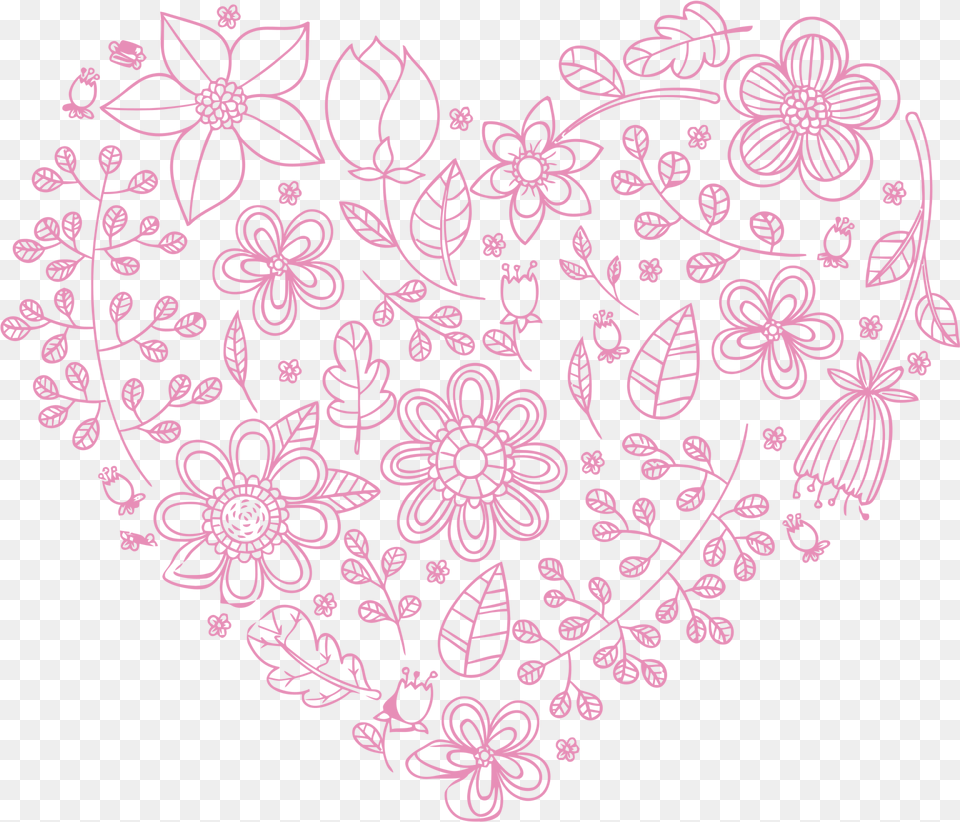 Pink Heart Clip Arts For Web Clip Arts Art Flowers Black And White, Pattern, Graphics, Floral Design, Blackboard Free Png Download
