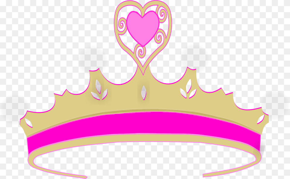 Pink Heart Crown Svg Vector Clip Art Svg Princess Crown Clip Art, Accessories, Jewelry, Tiara, Person Png