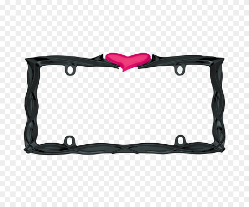 Pink Heart Glossy Black Metal License Plate Frame, Accessories, Buckle, Smoke Pipe Free Png Download