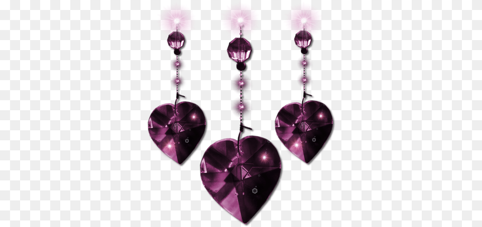 Pink Heart Jewels Earrings, Accessories, Jewelry, Gemstone, Purple Free Png Download