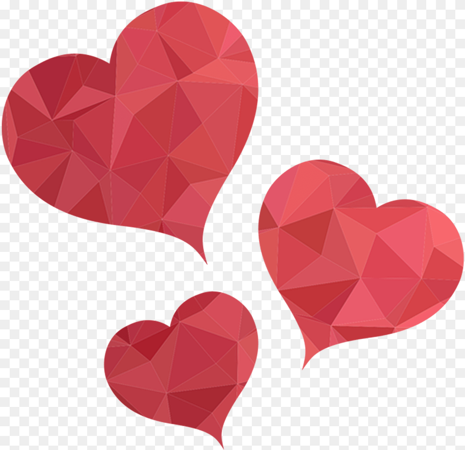 Pink Heart Red Hearts Poly Heart Shape Png Image