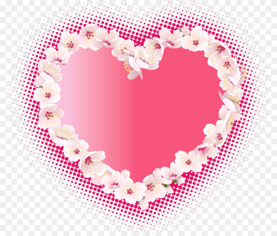Pink Heart With Flowers Clipart Hearts And Flowers, Flower, Plant, Petal Free Png Download
