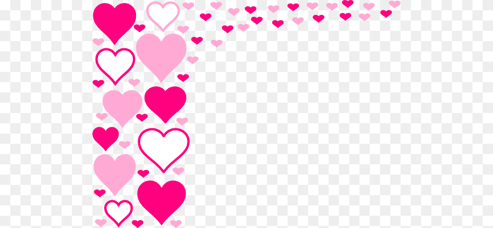 Pink Hearts Border Clip Art, Pattern, Heart, Graphics, White Board Free Png