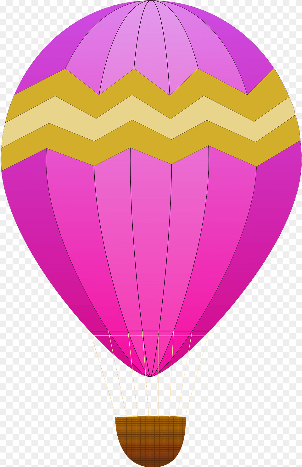 Pink Hot Air Balloon With A Gold Stripe Clipart, Aircraft, Hot Air Balloon, Transportation, Vehicle Png Image