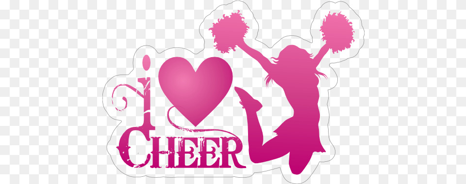 Pink I Love Cheerleading Sticker Cheerleading Stickers, Purple, Person, Face, Head Free Transparent Png