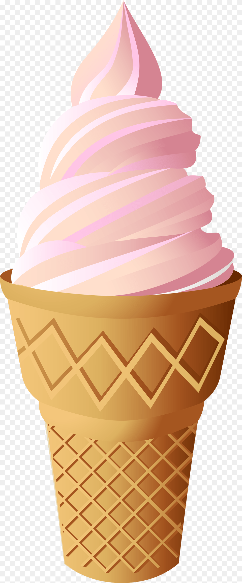 Pink Ice Cream Cone Clip Art Vanilla Ice Cream, Dessert, Food, Ice Cream, Soft Serve Ice Cream Png Image