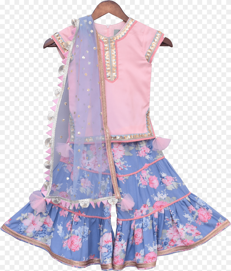 Pink Kurti With Printed Shararaclass Lazyload Lazyload Patchwork, Blouse, Clothing, Dress, Girl Png Image