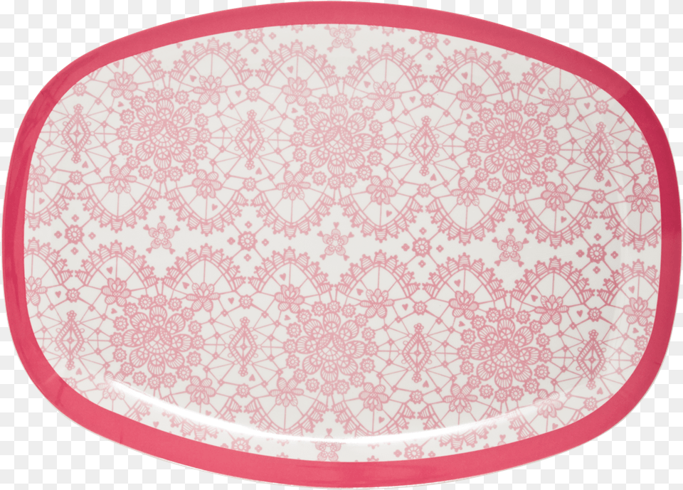 Pink Lace Print Rectangular Melamine Plate Rice Dk Rice Large Zipper Bags Lace And Butterfly Print, Home Decor Png Image