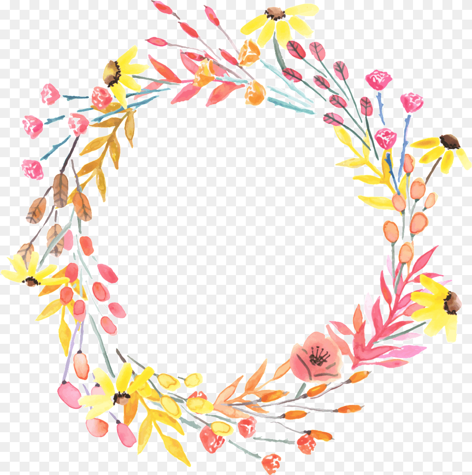Pink Leaves Hand Drawn Garland Decorative Elements Guirnaldas Vector, Plant, Art, Floral Design, Graphics Free Png Download