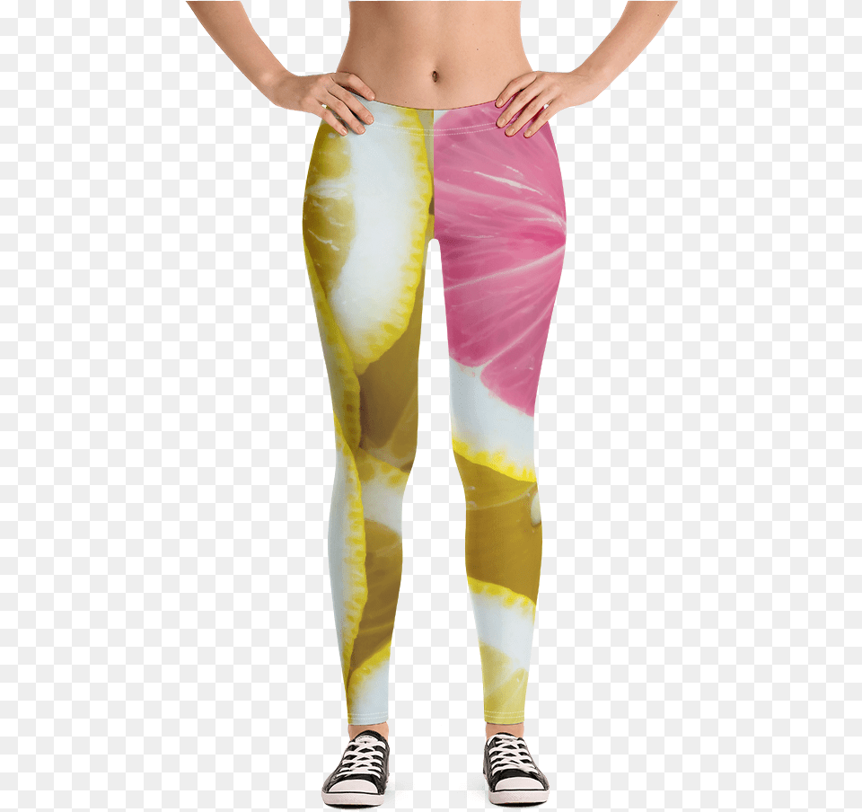 Pink Lemon Slice Print Leggings Light Pink Camo Leggings, Clothing, Hosiery, Tights, Pants Png Image