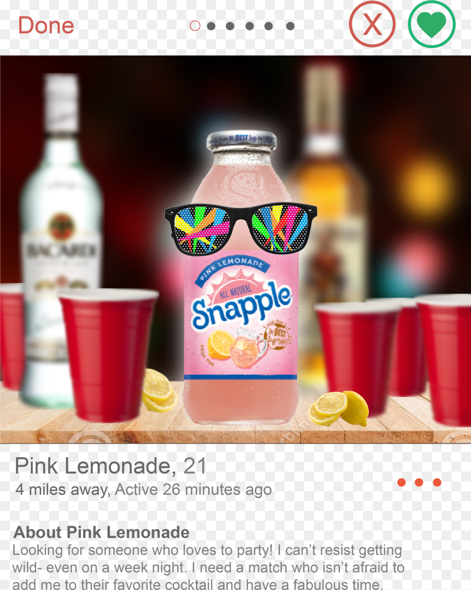 Pink Lemonade Snapple Snapple Pink Lemonade 16 Fl Oz Glass Bottle, Accessories, Sunglasses, Beverage, Advertisement Png